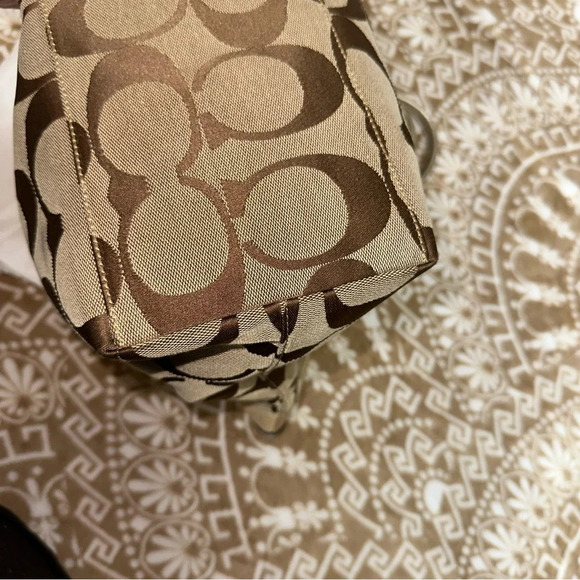 COACH TOTE M0726-11692 SIGNATURE PRINT CANVAS HAND BAG PURSE TAN DUST BAG - Picture 6 of 14